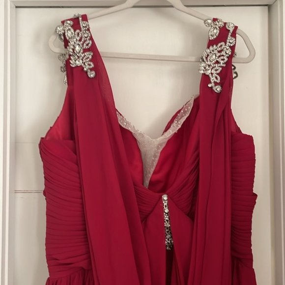 RED Formal Gown with Rhinestones Fabric sleeveless - Picture 7 of 12